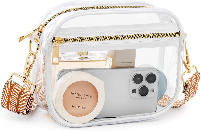 Fibrdoo Clear Bag Stadium Approved, Leather Clear Crossbody Purse Bag for Concerts Sports Events Festivals - Image 1